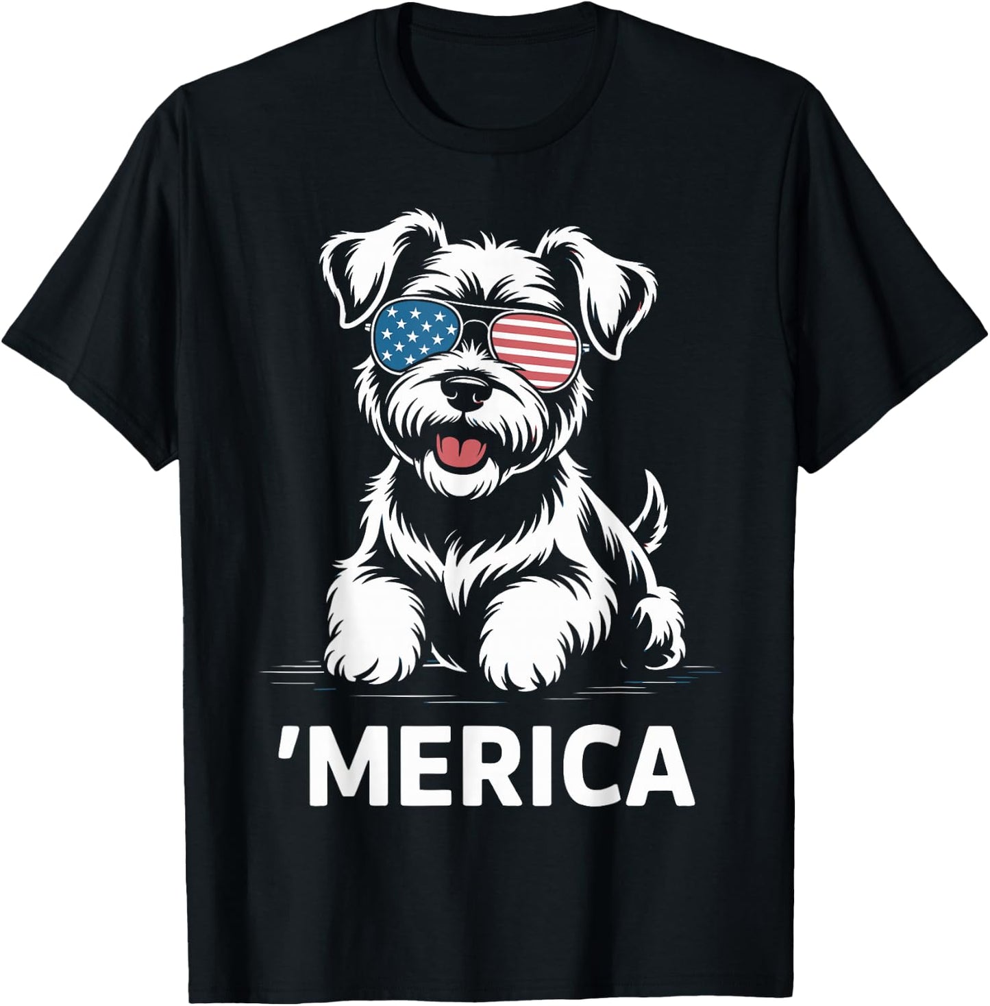 Miniature Schnauzer 4th of July ‘Merica Patriotic T-Shirt - T-Shirt | Black