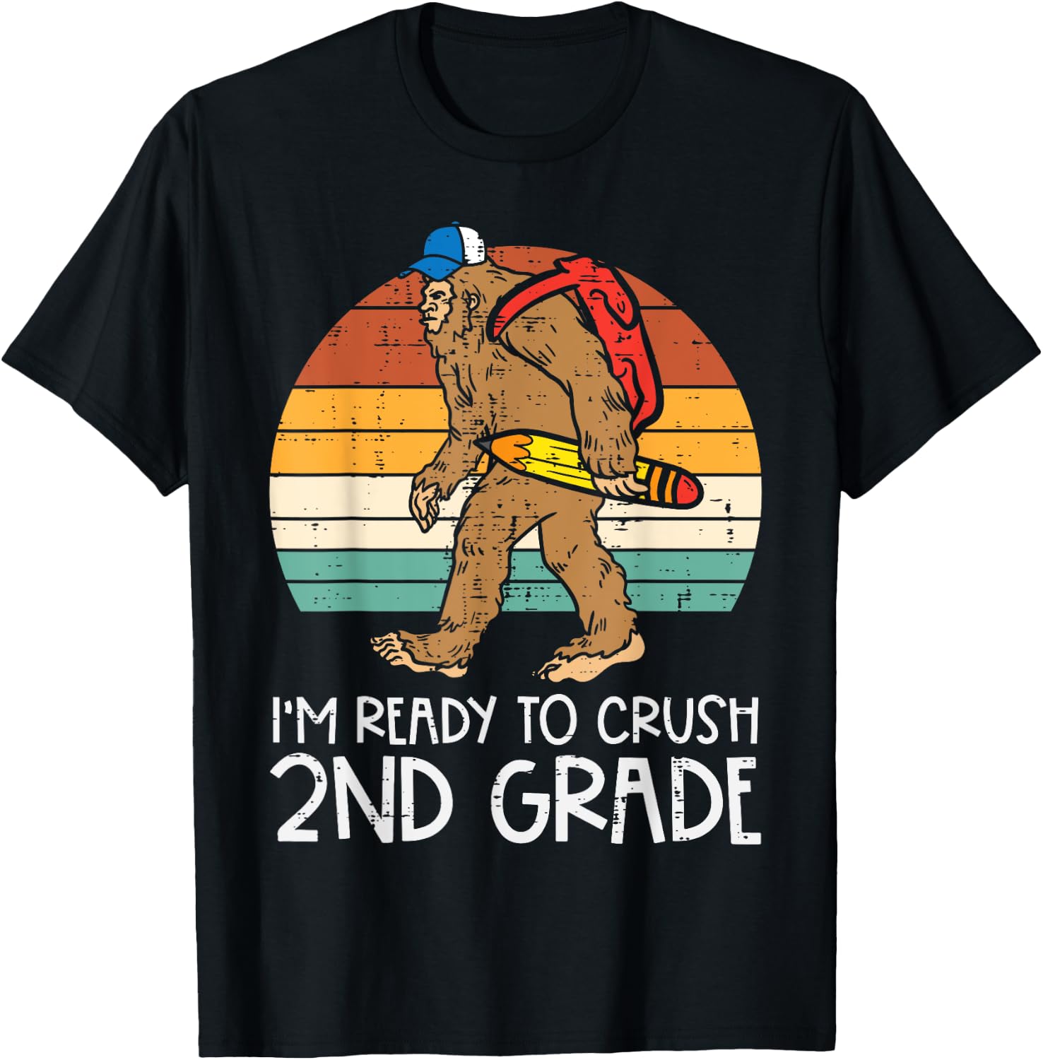 Bigfoot Sasquatch Crush 2nd Grade Second First Day Of School T-Shirt - T-Shirt | Black