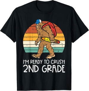 Bigfoot Sasquatch Crush 2nd Grade Second First Day Of School T-Shirt - T-Shirt | Black
