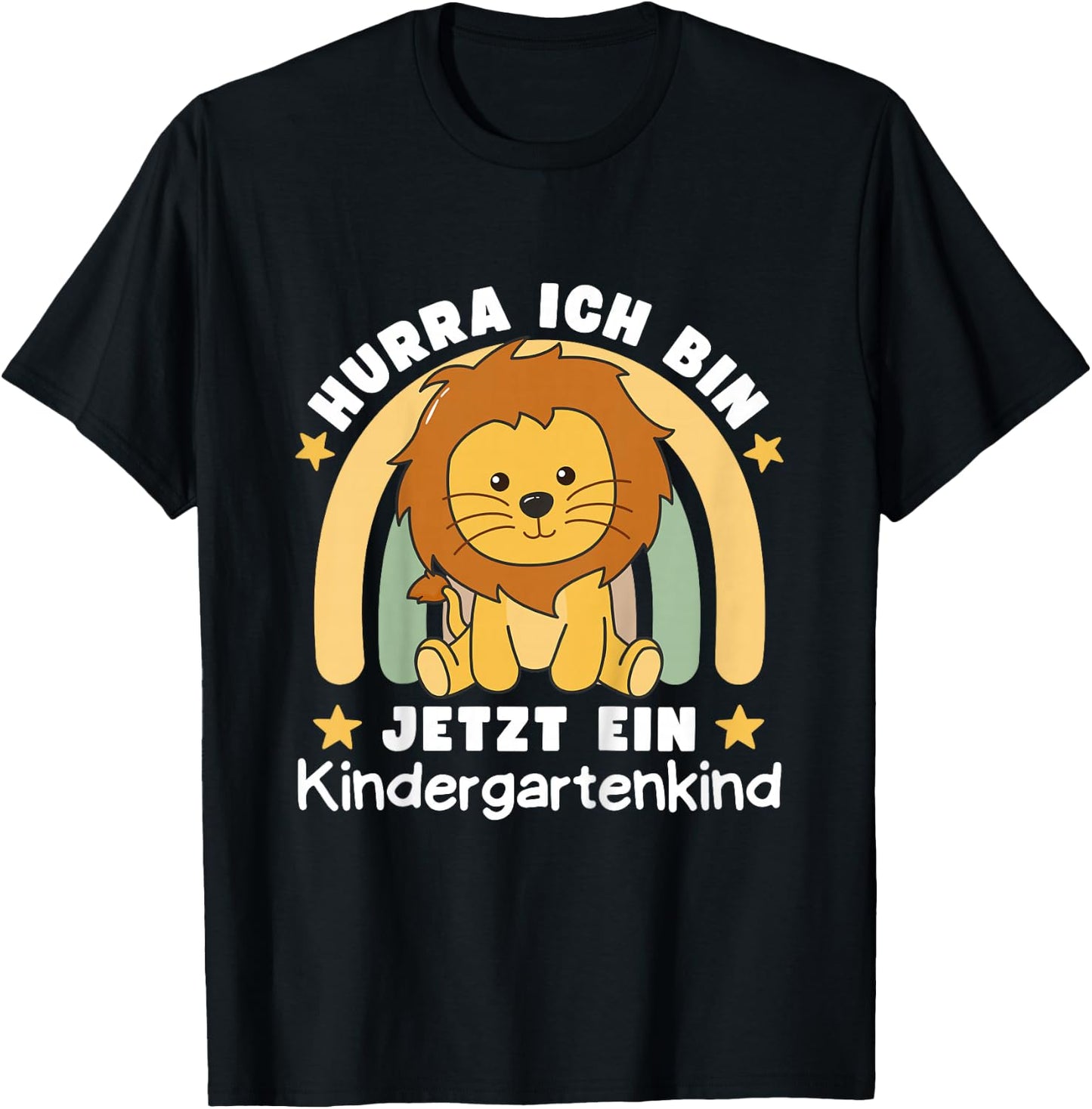 Children's with German Text "Hurra Ich Bin Jetzt Ein Kindergartenkind Löwe", black T-Shirt - T-Shirt | Black