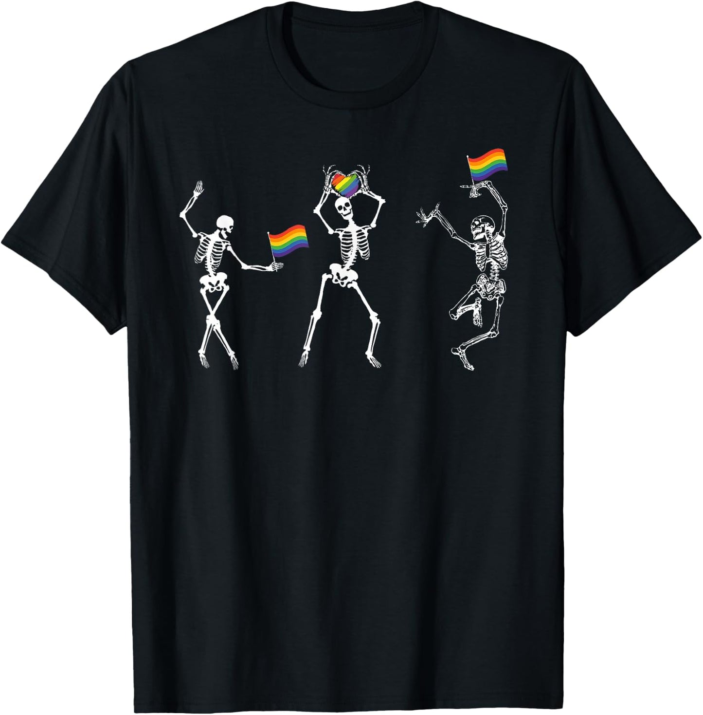 Skeleton Dance LGBT Lesbian Gay Bisexual Trans Pride Rainbow T-Shirt - T-Shirt | Black