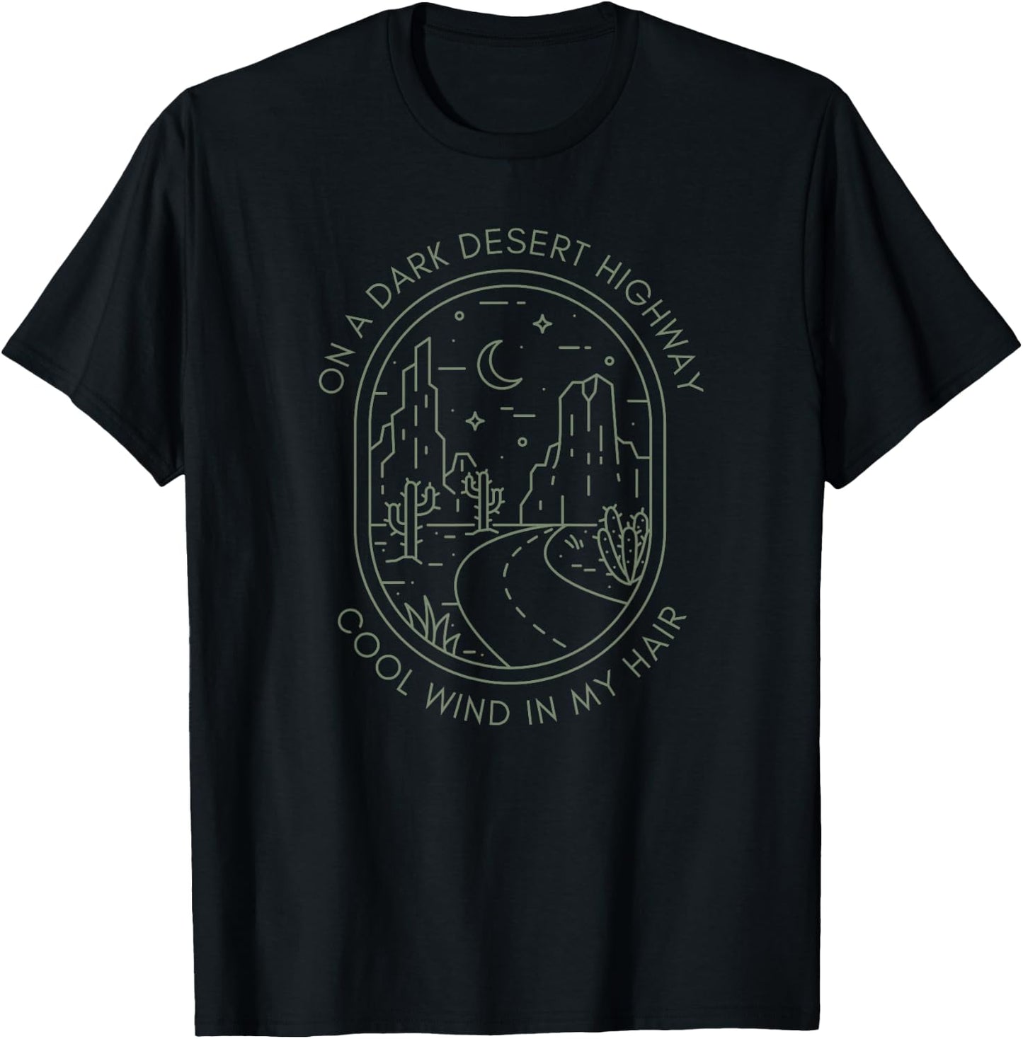 Desert Vibes Cactus Cacti Nature Cute Travel Women's Black Modern Minimalist Nature Illustration Small Short Sleeve T-Shirt - T-Shirt | Black