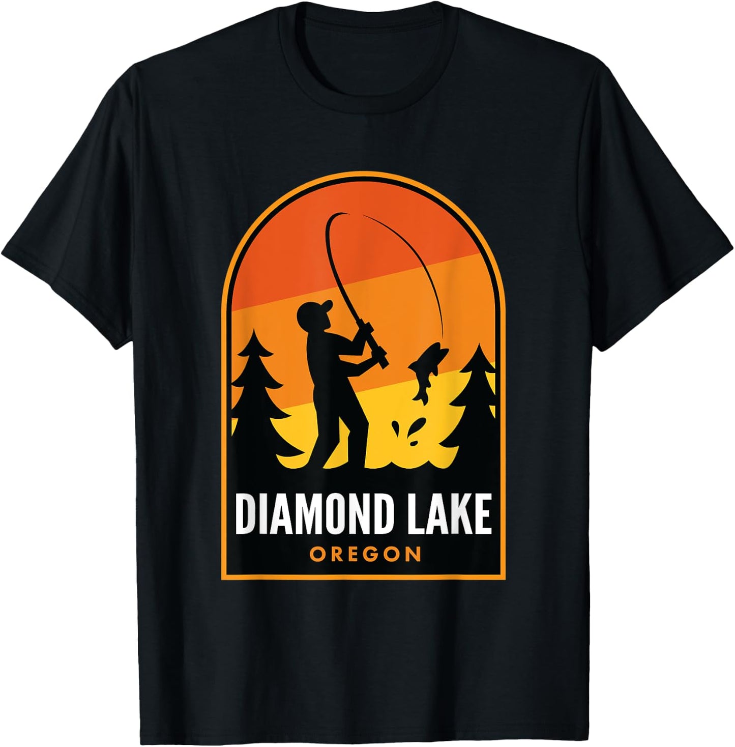 Diamond Lake Oregon Fishing T-Shirt - T-Shirt | Black