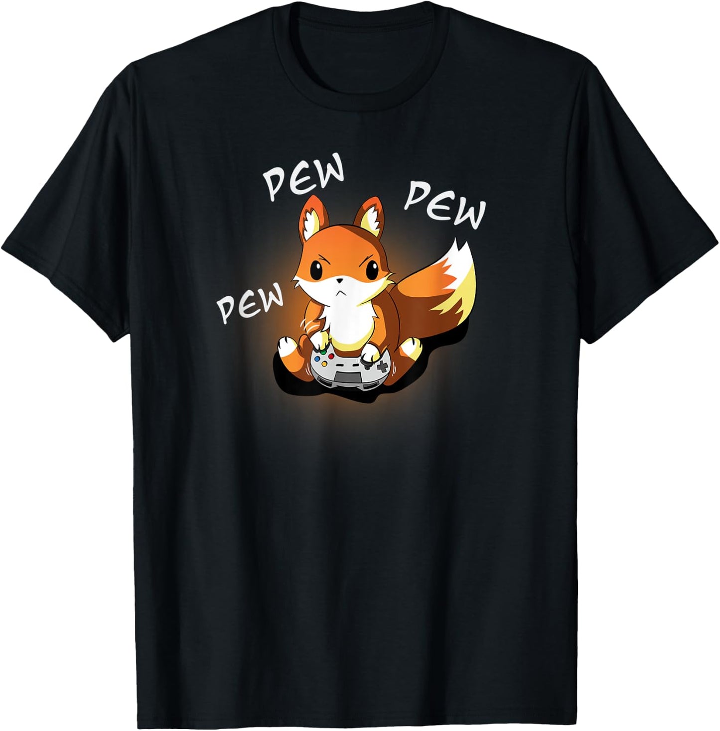 Angry Gamer Fox, Kawaii Funny Cute Gaming Design T-Shirt - T-Shirt | Black