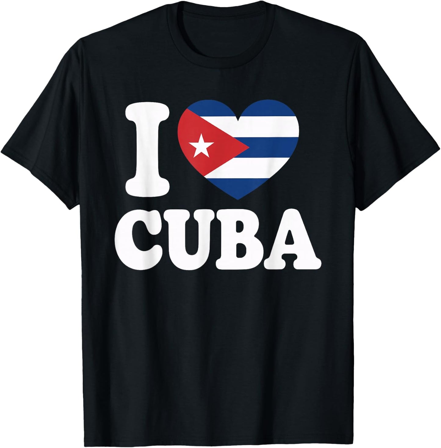 I Love Cuba Cuban Flag Heart T-Shirt - T-Shirt | Black