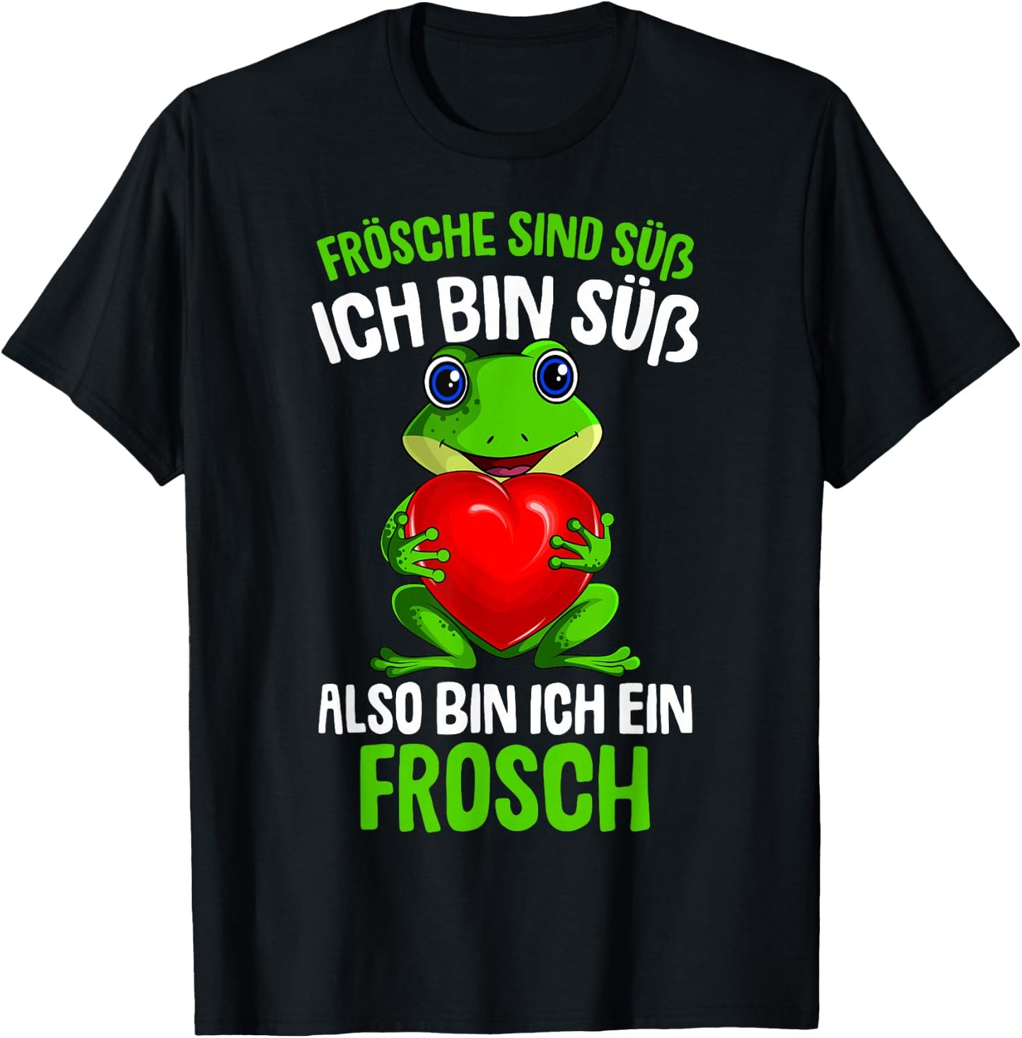 Frogs are sweet, children's women's / girls' frog , black T-Shirt - T-Shirt | Black