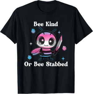 Transgender Bee Kind or Bee Stabbed Trans Bumble Bee Meme T-Shirt - T-Shirt | Black