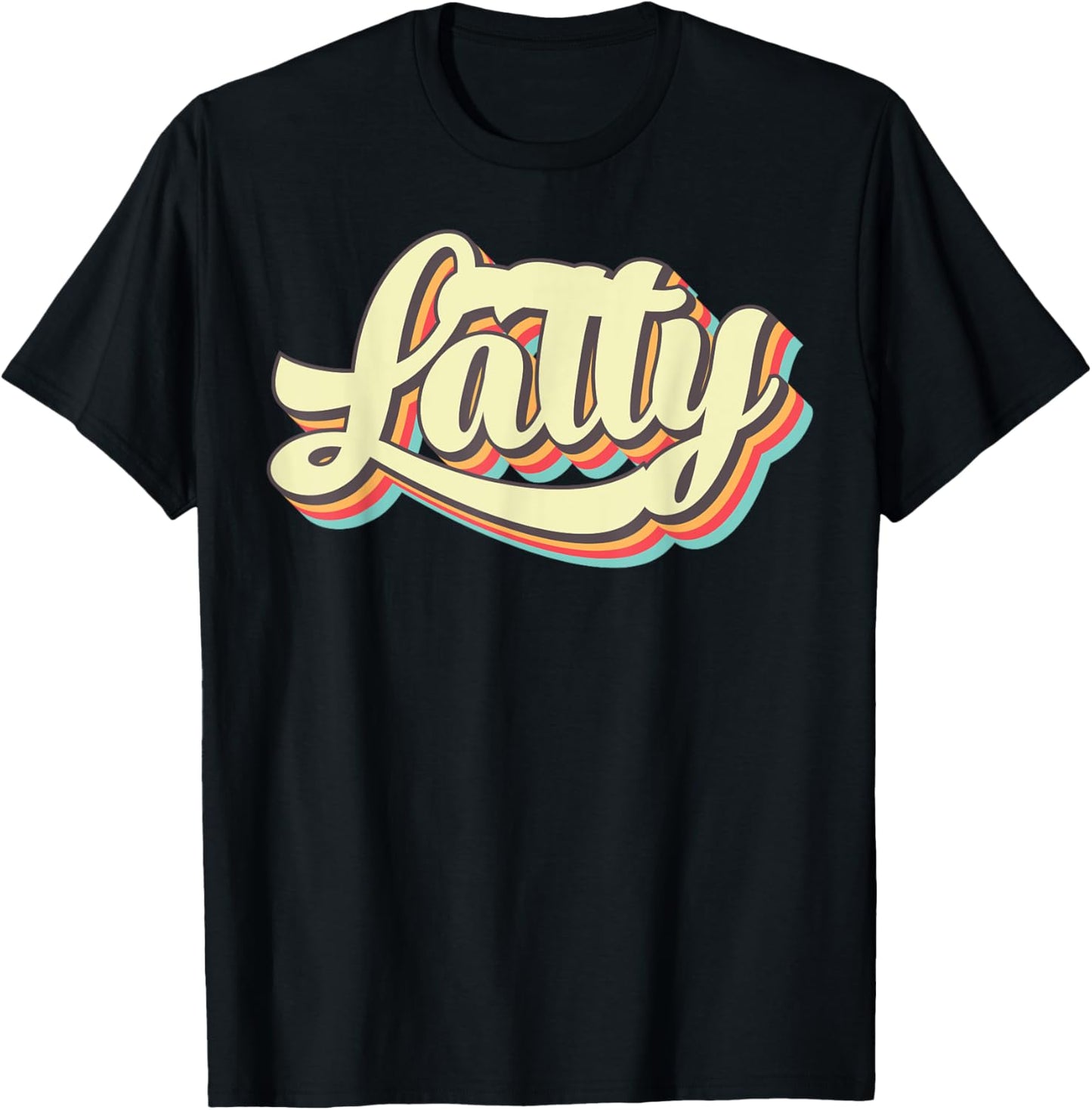 Latty Retro Art Baseball Font Vintage T-Shirt - T-Shirt | Black