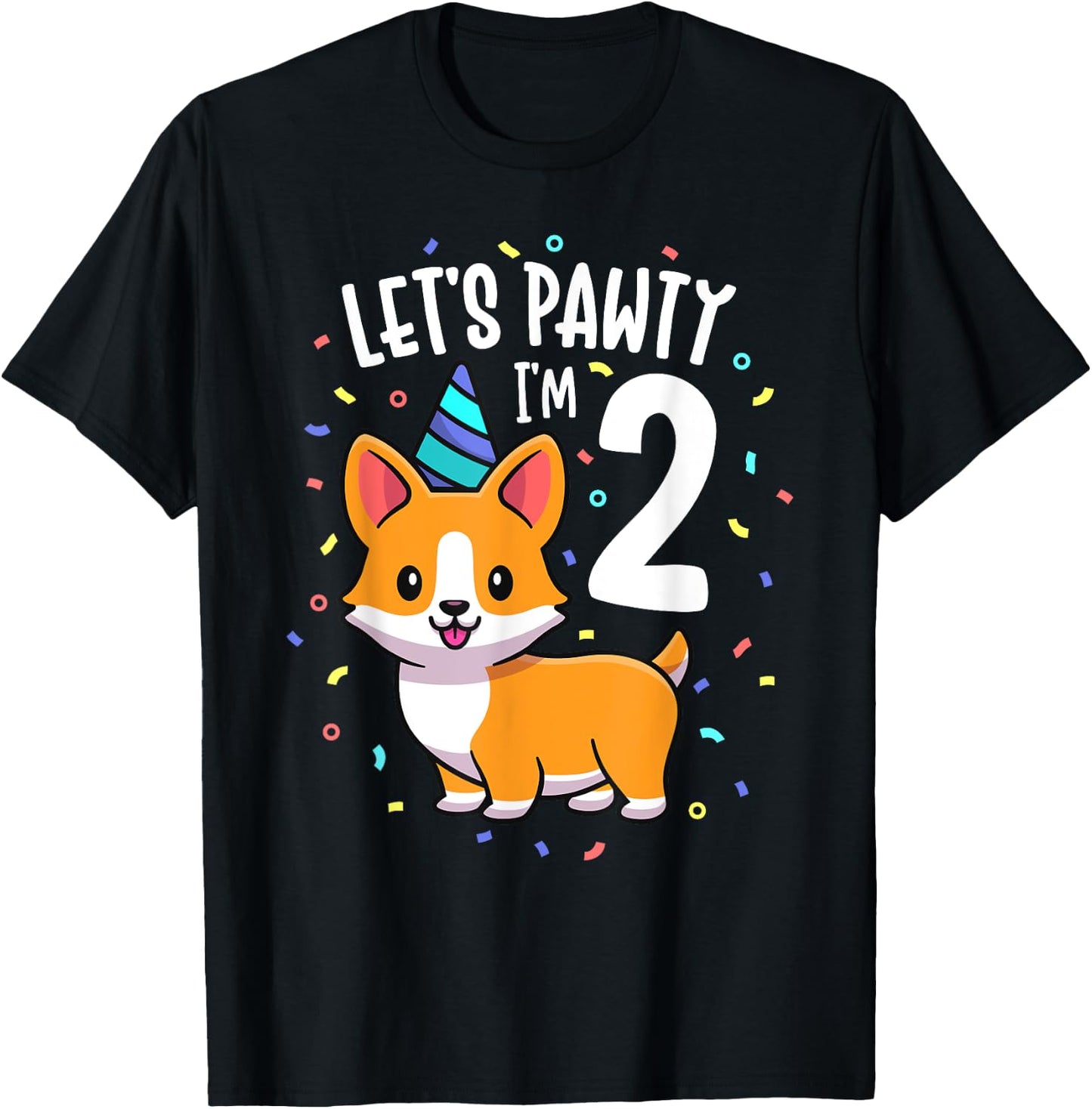 2 Years Old Corgi Dog Lover 2nd Birthday Party Outfit Kid T-Shirt - T-Shirt | Black