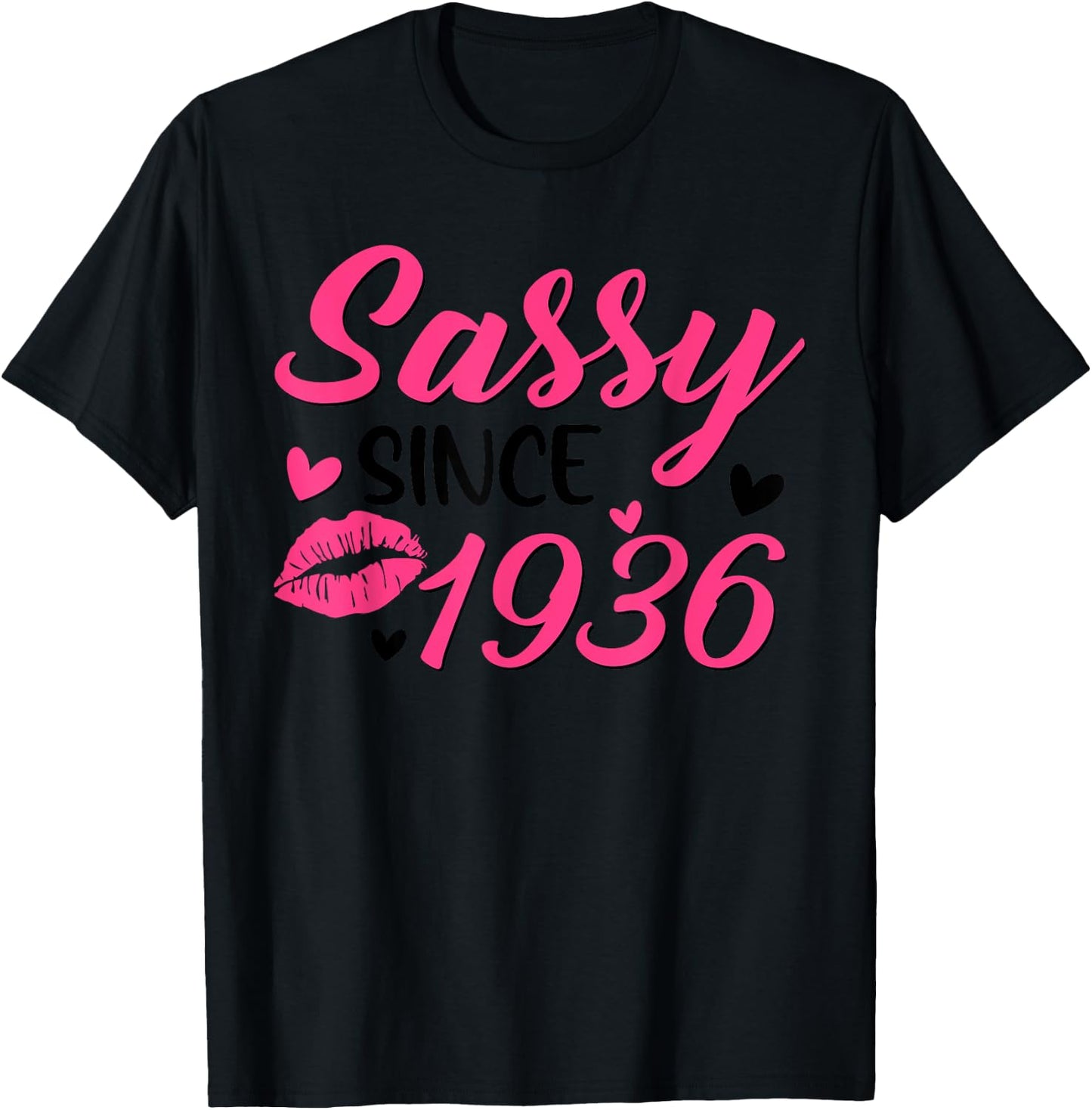Sassy Since 1936 89th Birthday Women Party 89 Year Old T-Shirt - T-Shirt | Black
