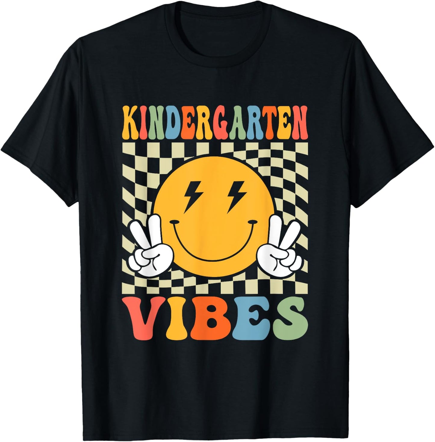 First Day Kindergarten Vibes Back To School Teacher Boy Girl T-Shirt - T-Shirt | Black