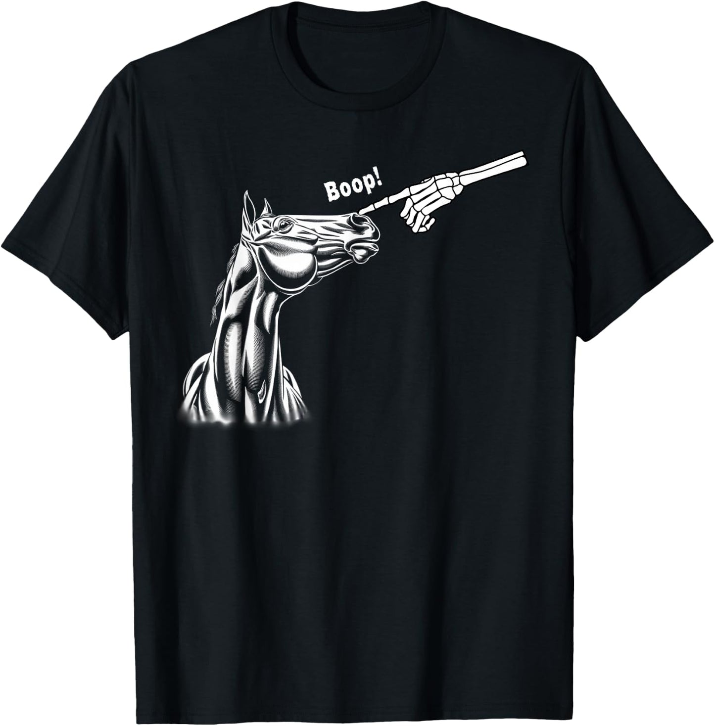 Boop Horse Skeleton Halloween Funny Horse T-Shirt - T-Shirt | Black