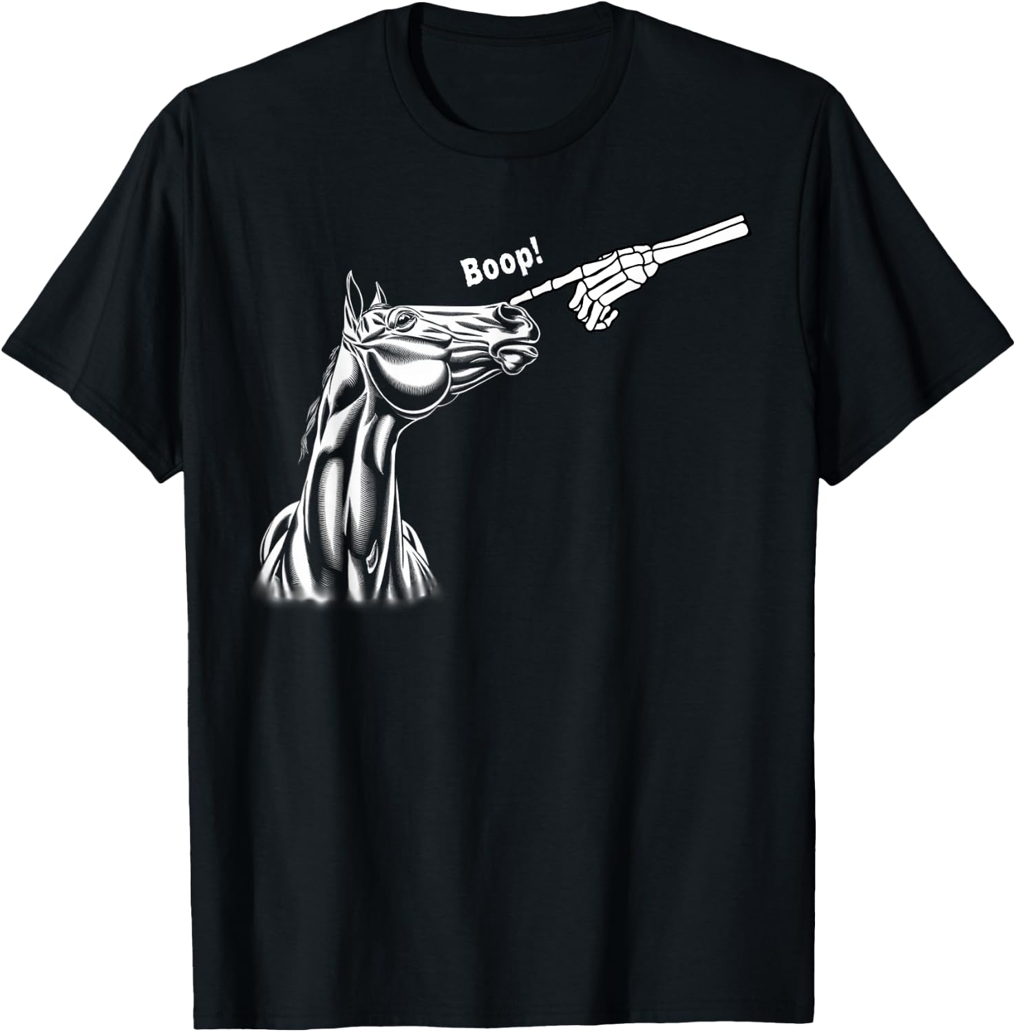 Boop Horse Skeleton Halloween Funny Horse T-Shirt - T-Shirt | Black