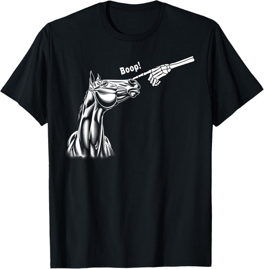 Boop Horse Skeleton Halloween Funny Horse T-Shirt - T-Shirt | Black
