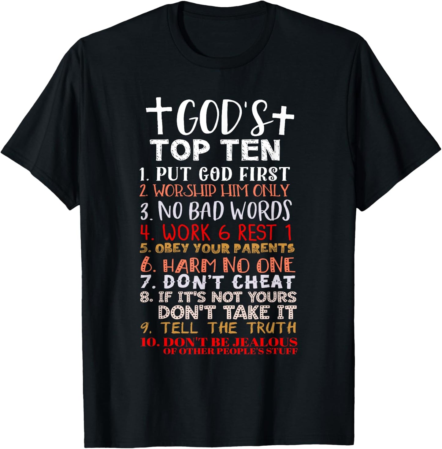 Jesus 10 Commandments Christian Bible Verse Gift T-Shirt - T-Shirt | Black