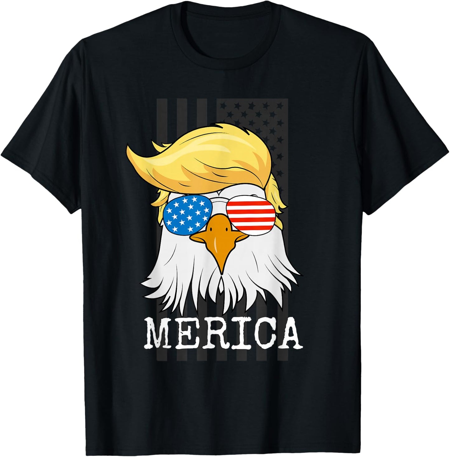 Merica Bald Eagle 4th of July Trump American Flag Funny Gift T-Shirt - T-Shirt | Black