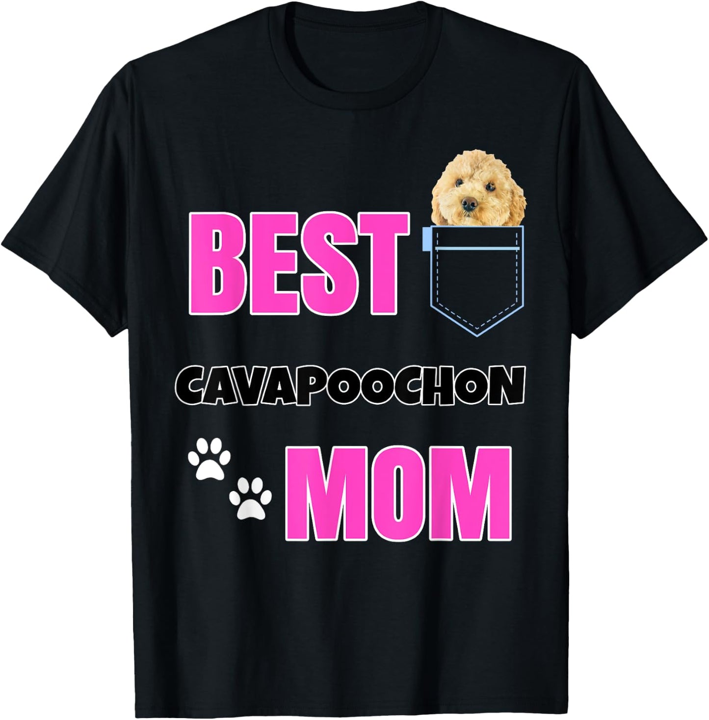 Cavapoochon in pocket Puppy Dog Lover cute Best Poodle Mom Men Women T-Shirt - T-Shirt | Black