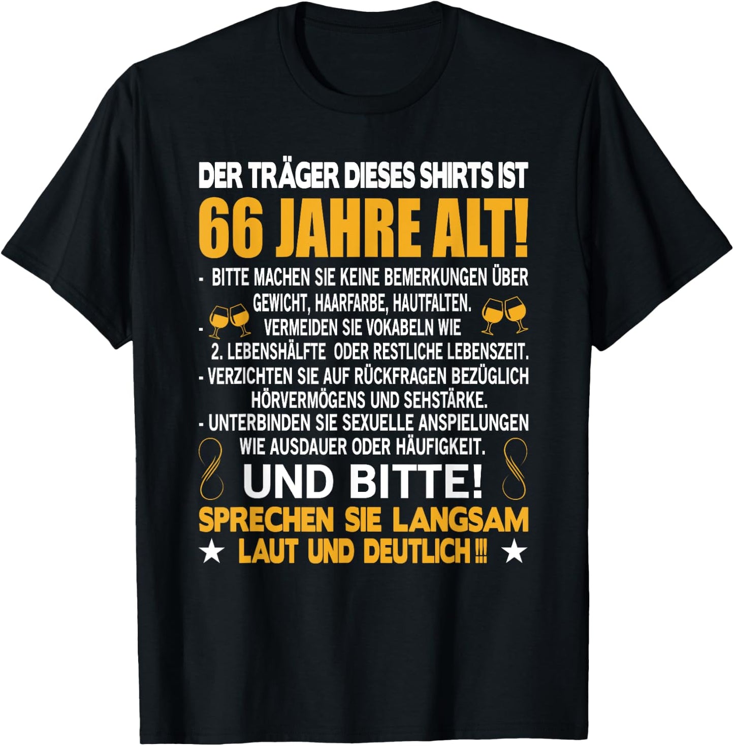 Der Träger dieses Shirts ist 66 Jahre alt 66. Geburtstag T-Shirt - T-Shirt | Black