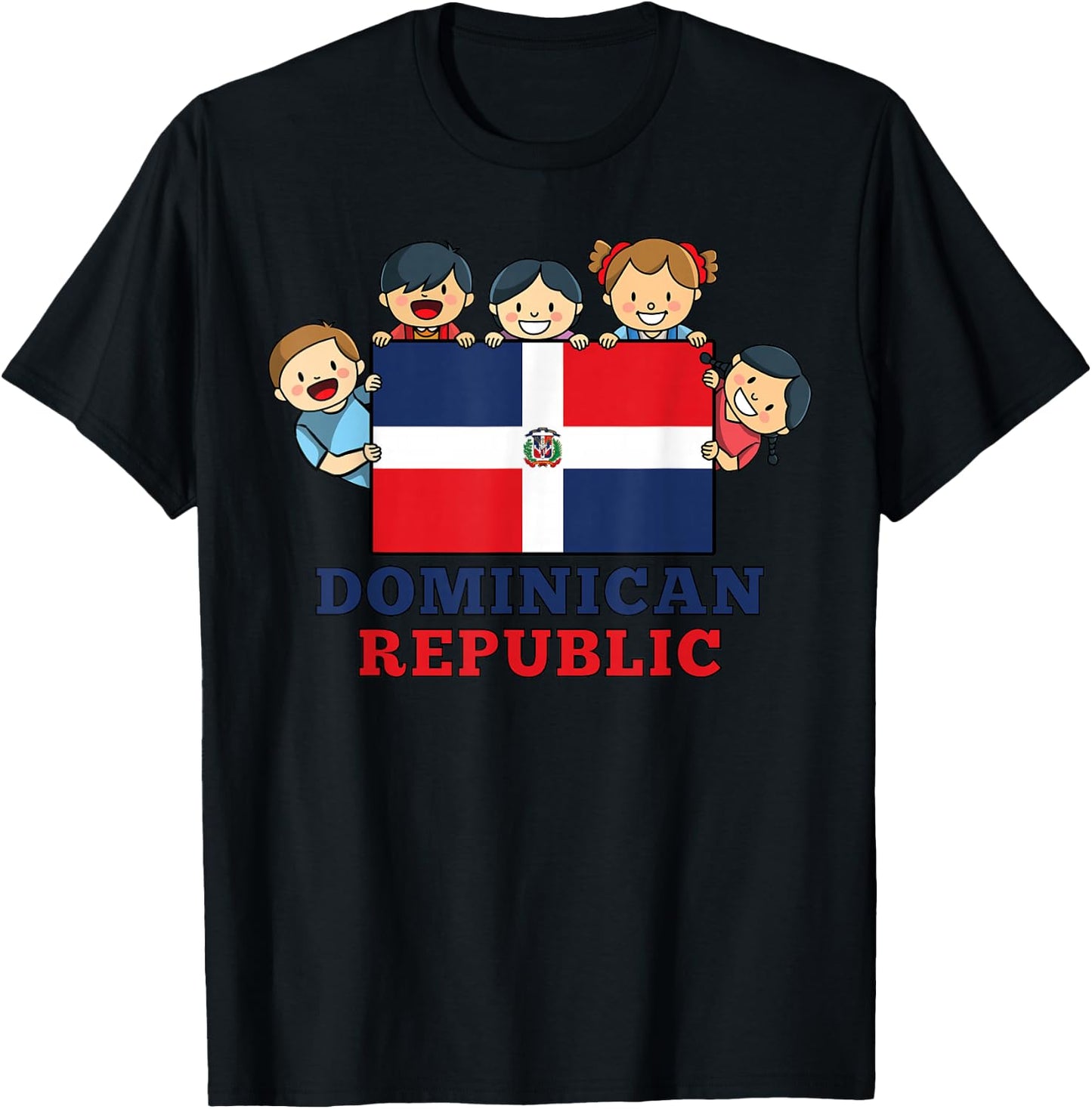 Kids Dominican Republic Flag Hispanic Heritage Dominican T-Shirt - T-Shirt | Black