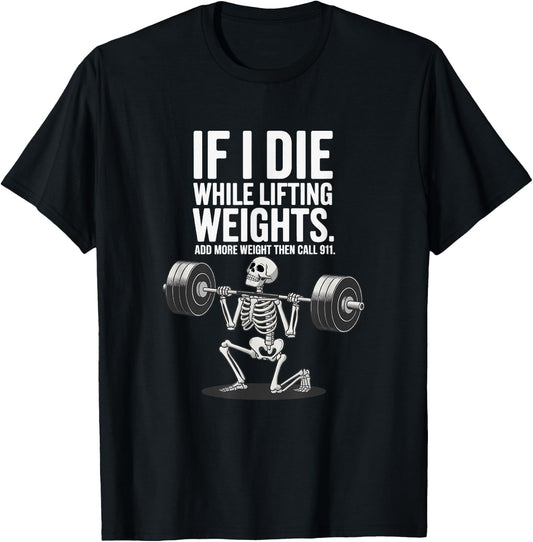 Hardcore Gym Lifter Apparel -Adults Black Small Modern Humorous Gym Skeleton Workout Fitness T-Shirt - T-Shirt | Black