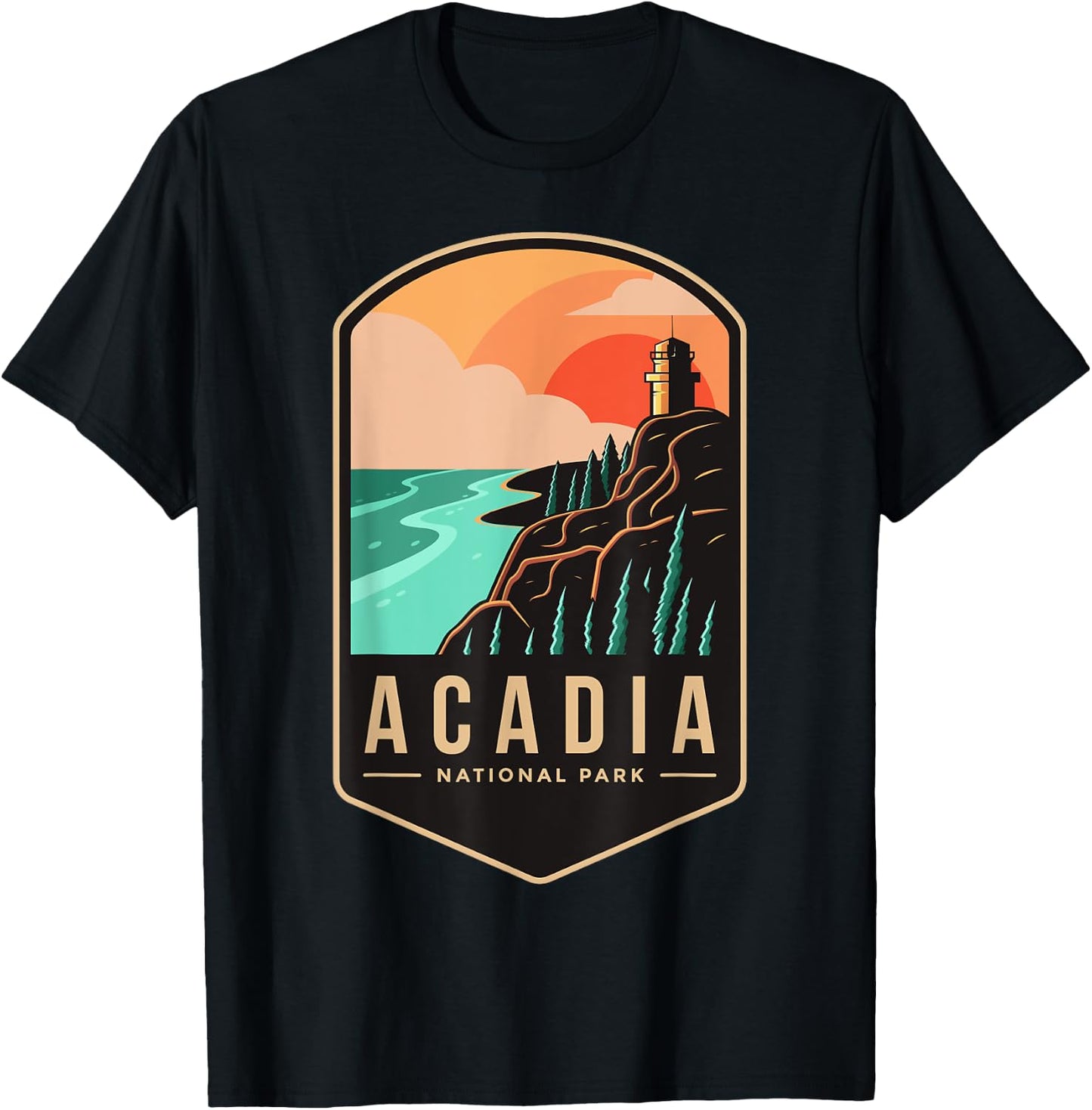 1916 Maine Bar Harbor Acadia National Park T-Shirt - T-Shirt | Black