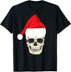 Skull In Santa Hat Christmas Skeleton Christmas T-Shirt - T-Shirt | Black