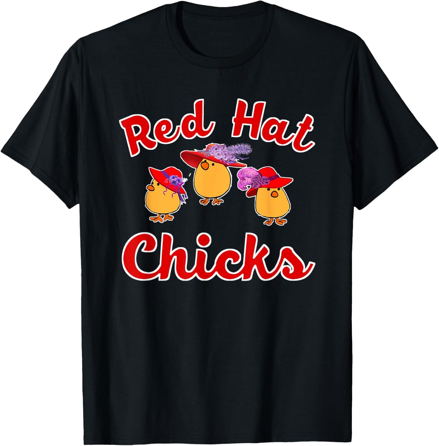 Cute Red Hat Chicks Society T-Shirt - T-Shirt | Black