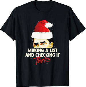 Making A List And Checking It Thrice Funny Christmas Saying T-Shirt - T-Shirt | Black
