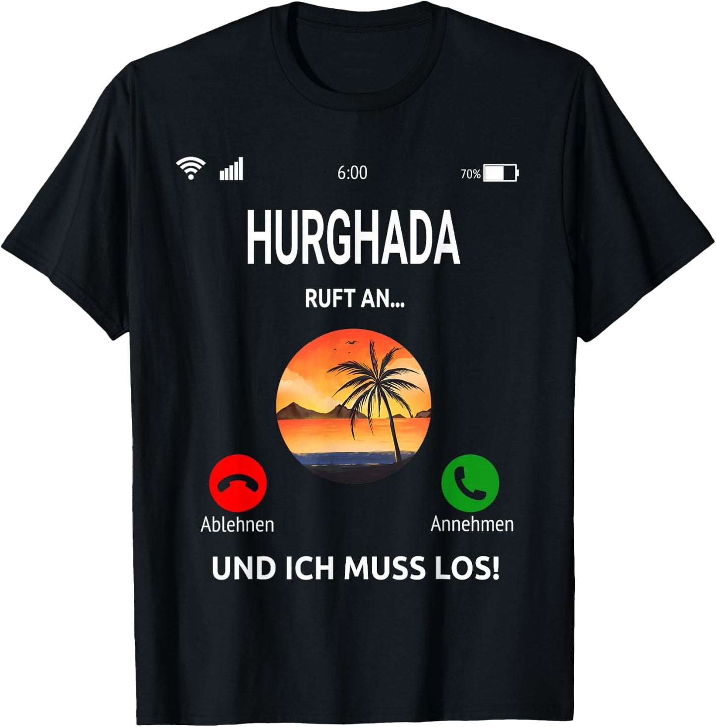 Hurghada Ruft An Design Strand Palmen Urlaub Ägypten T-Shirt - T-Shirt | Black