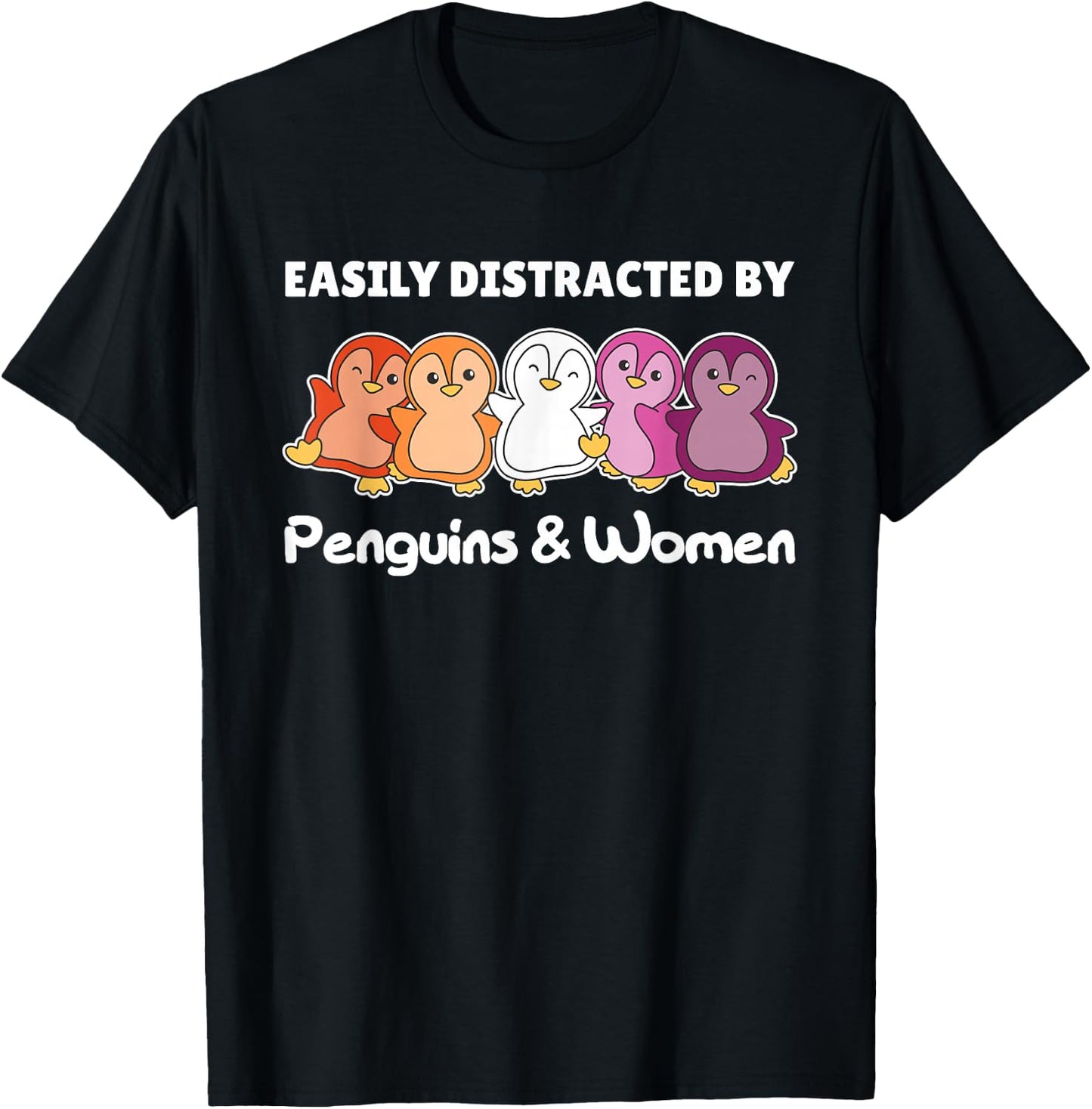 Lesbian Flag Pride Month Lgbtq Lesbian Penguin T-Shirt - T-Shirt | Black