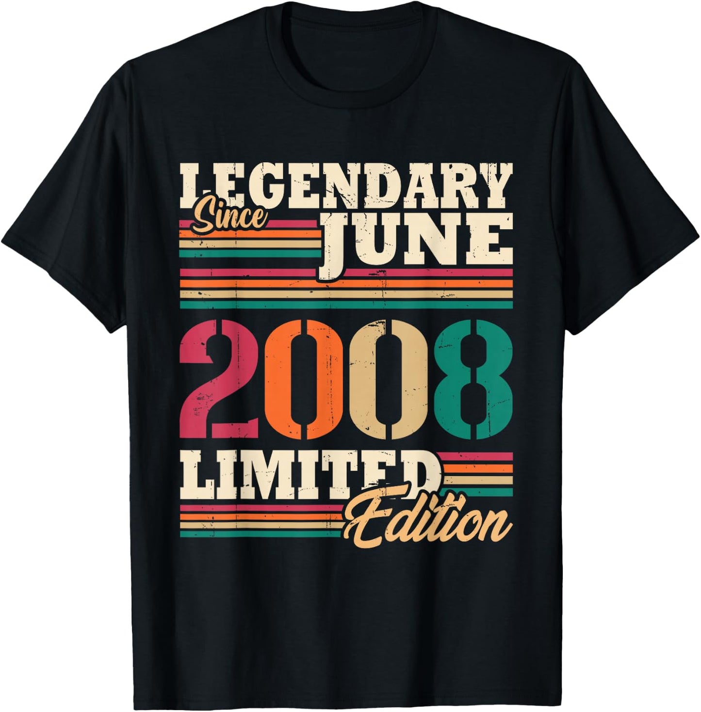 Vintage Juin 2008 Cadeau d'anniversaire 18 Ans Garçons T-Shirt - T-Shirt | Black