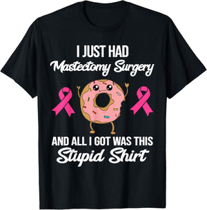 Mastectomy Surgery Meme Funny Breast Cancer Awareness Donut T-Shirt - T-Shirt | Black