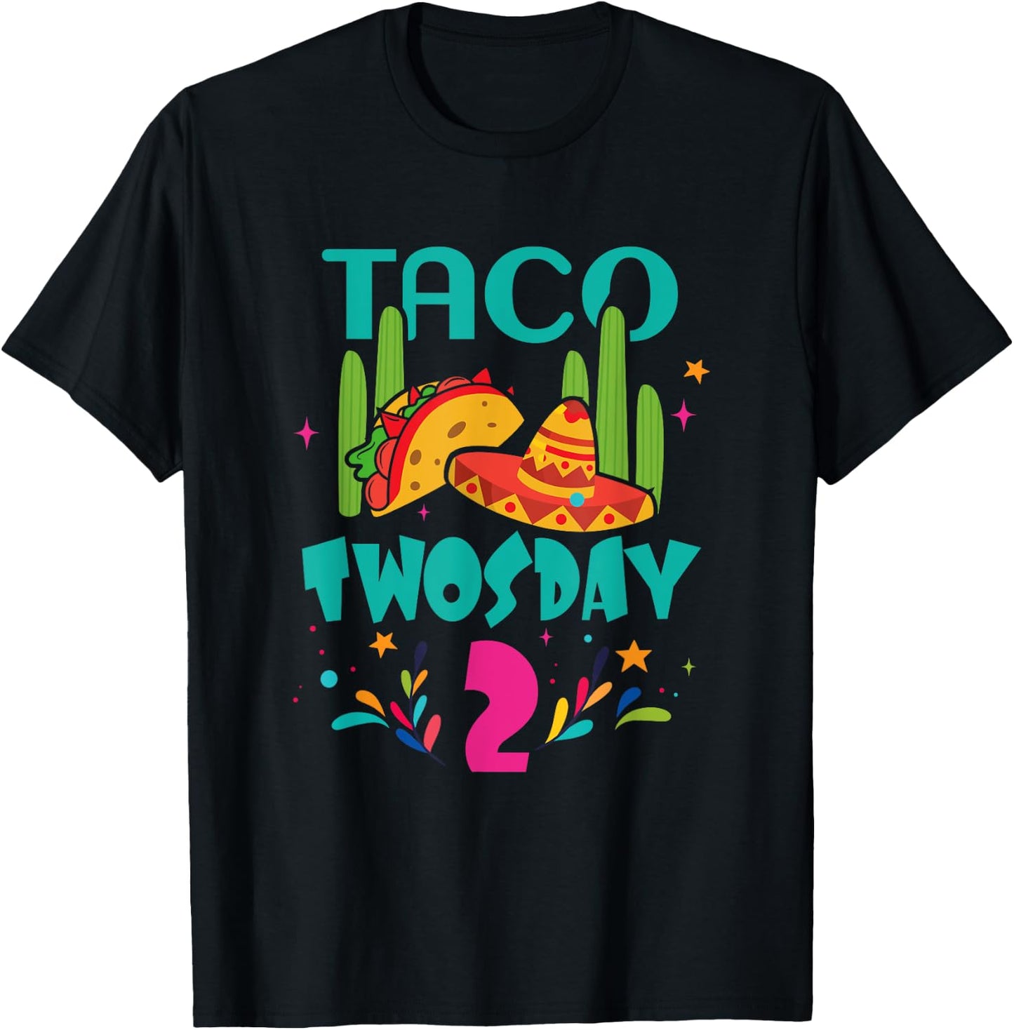 Taco Twosday 2 Two Year Old Boy Girl Birthday Gift T-Shirt - T-Shirt | Black
