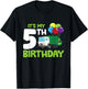It's My 5th Birthday Garbage Truck 5th Birthday T-Shirt - T-Shirt | Black