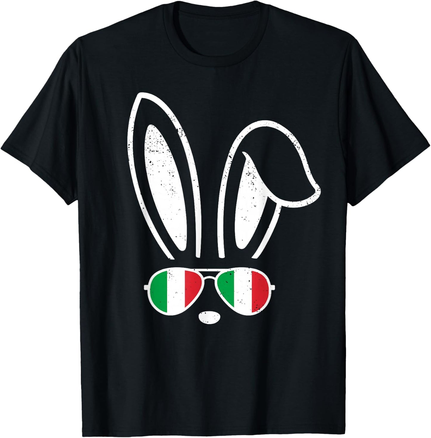 Bunny Ears Sunglasses Funny Easter 2025 Italy Flag Italian T-Shirt - T-Shirt | Black