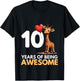 10th Ten Birthday Adorable Giraffe T-Shirt - T-Shirt | Black
