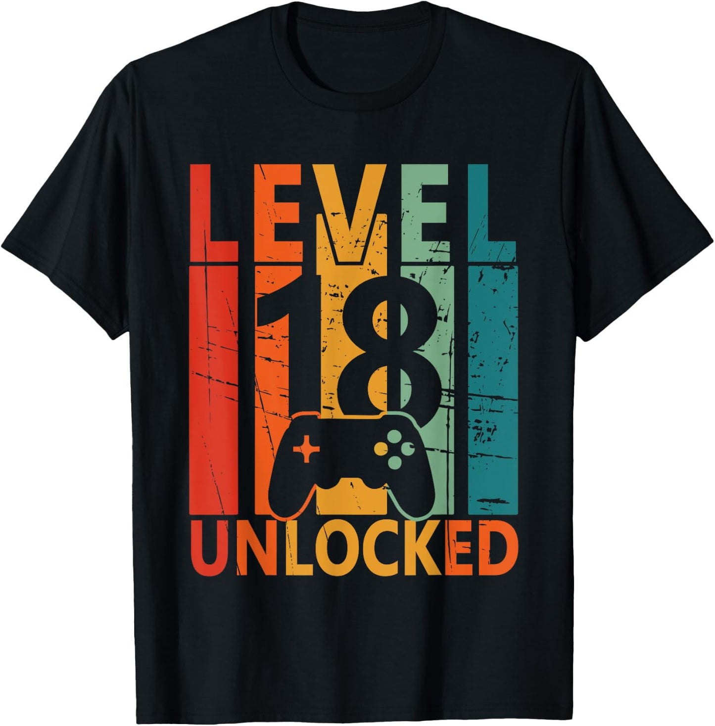 Level 18 Unlocked Gamer Birthday Gaming Birthday Boys Gifts T-Shirt - T-Shirt | Black