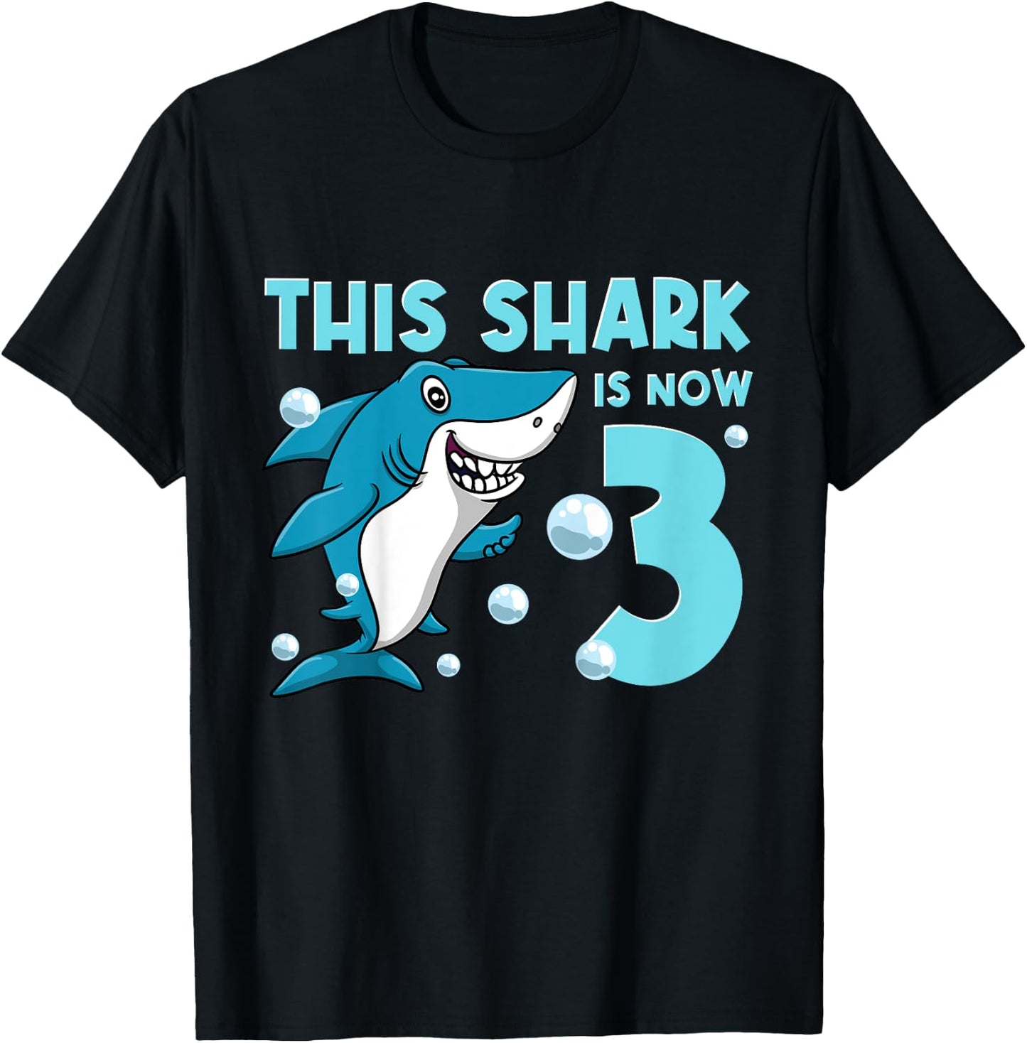 3rd Birthday This Shark Is Now 3 Year Old Boy Girl T-Shirt - T-Shirt | Black