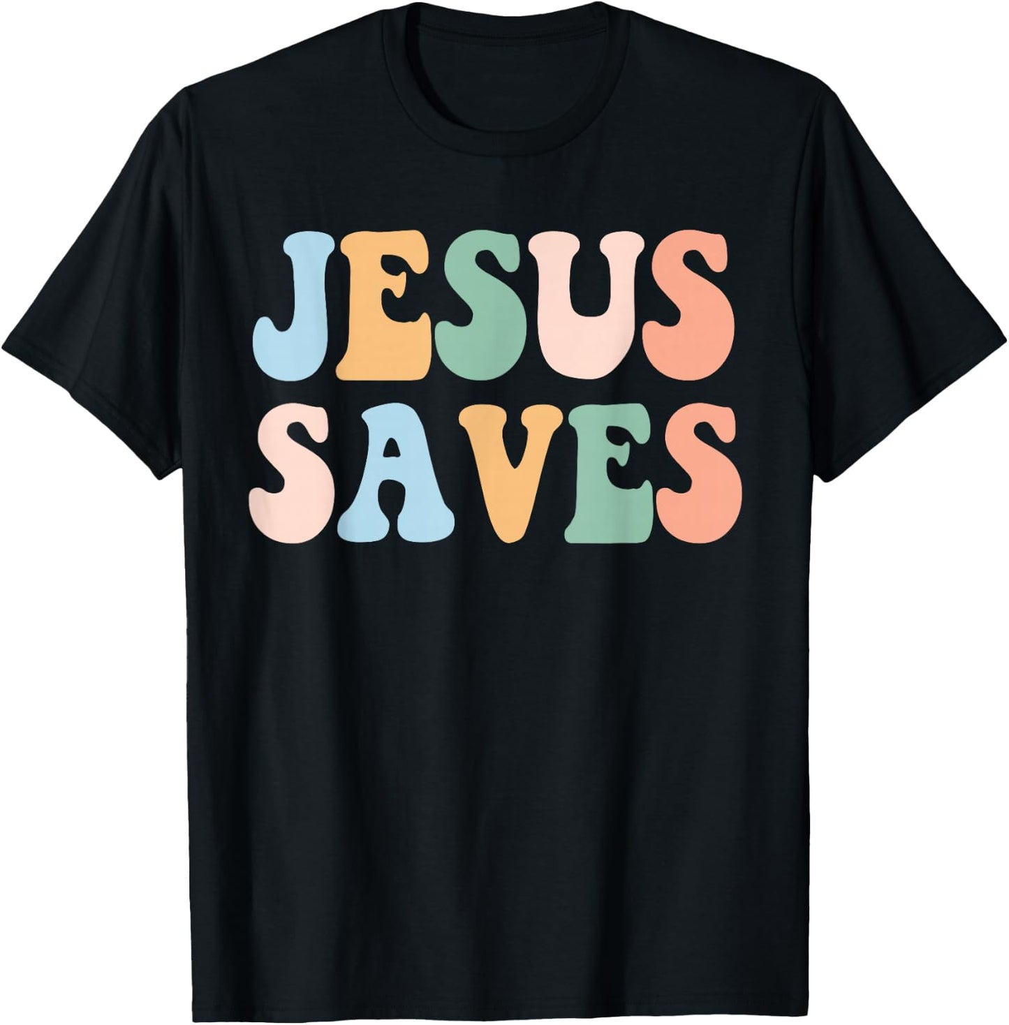 Jesus Saves Christian Retro Vintage T-Shirt - T-Shirt | Black