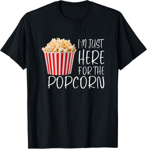 I'm Just Here for The Popcorn Movie Night Fun T-Shirt - T-Shirt | Black