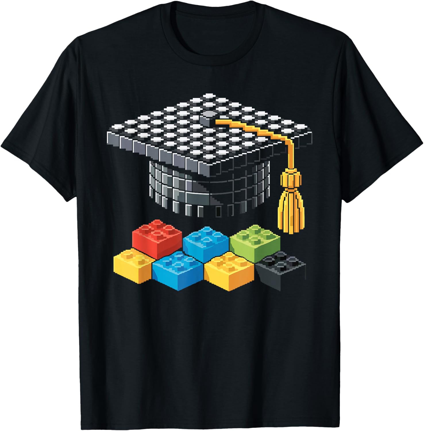 Brick Builder Blocks Graduating Graduate Happy Graduation T-Shirt - T-Shirt | Black