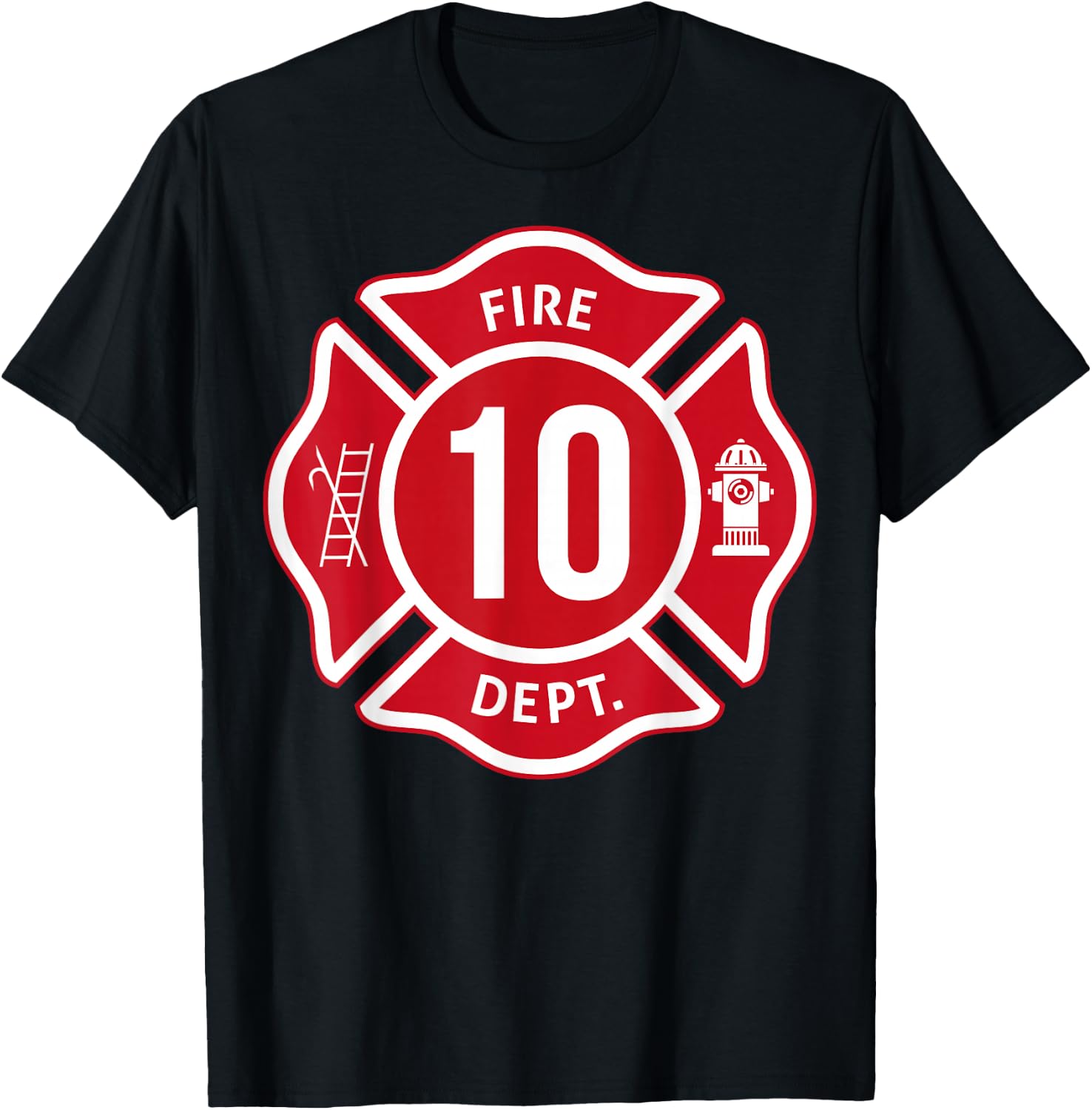 Kids Fire Truck 10th Birthday Boy Firefighter 10 Year Old T-Shirt - T-Shirt | Black
