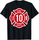 Kids Fire Truck 10th Birthday Boy Firefighter 10 Year Old T-Shirt - T-Shirt | Black