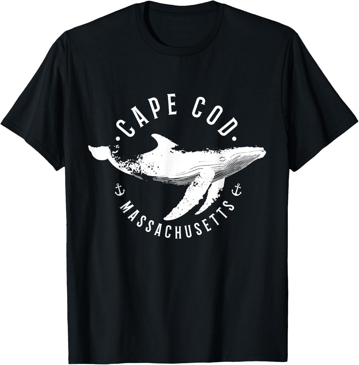 Cape Cod Massachusetts Souvenir Whale Ocean Nautical T-Shirt - T-Shirt | Black