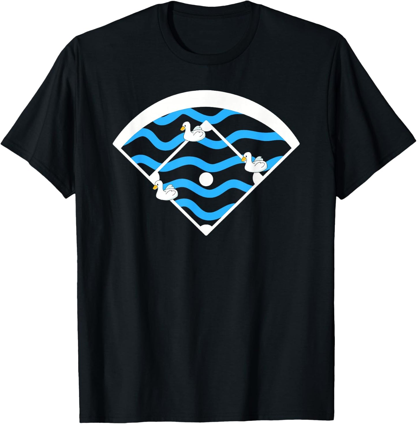 Funny Baseball Ducks On The Pond Base Ball T-Shirt - T-Shirt | Black