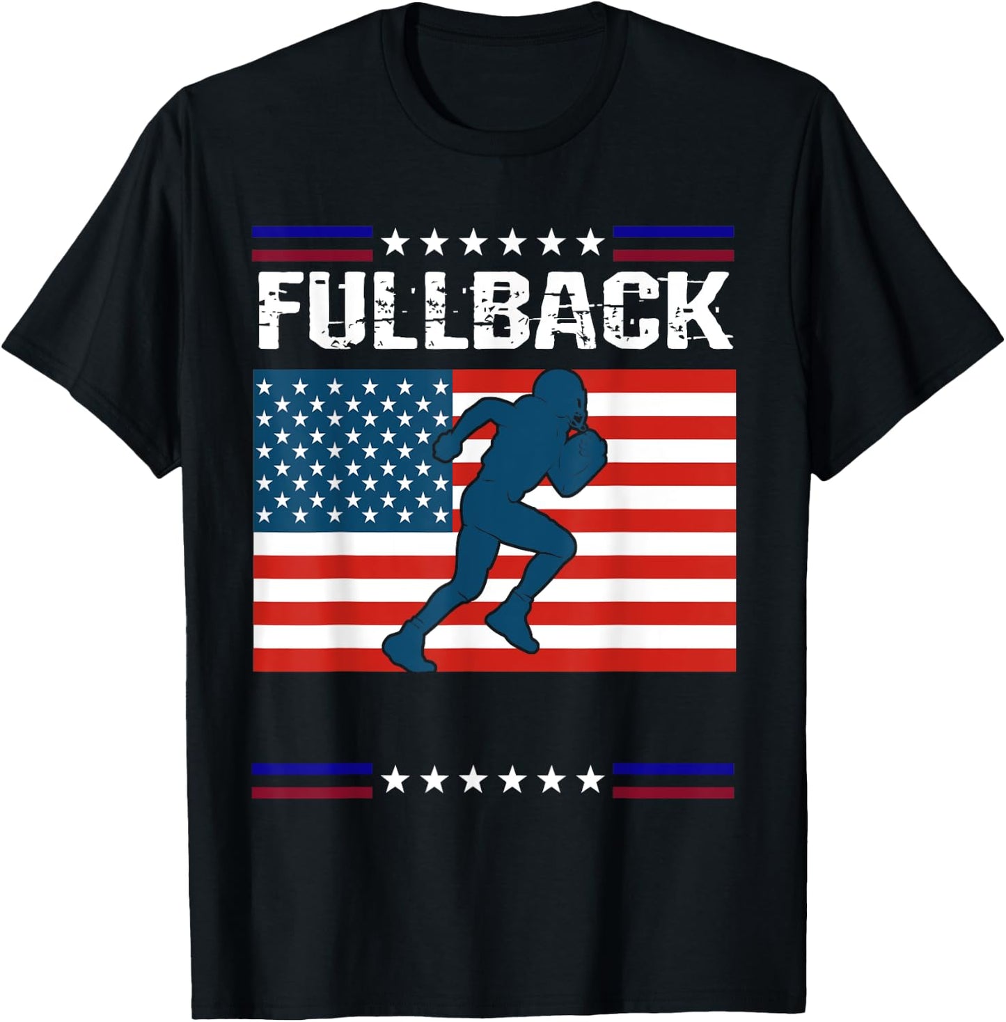 Fullback Football American Flag Patriot T-Shirt - T-Shirt | Black
