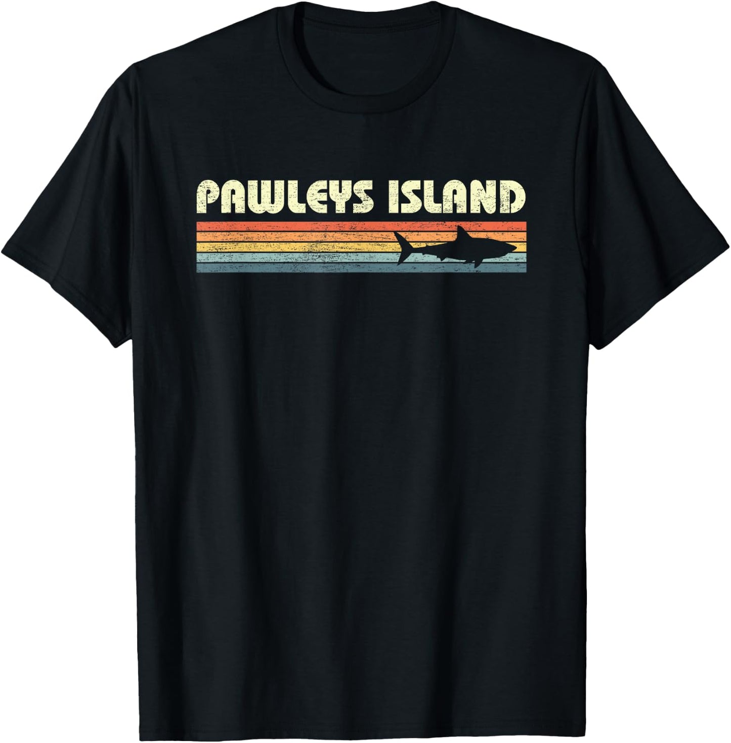 Pawleys Island South Carolina Vintage Shark Souvenir T-Shirt - T-Shirt | Black