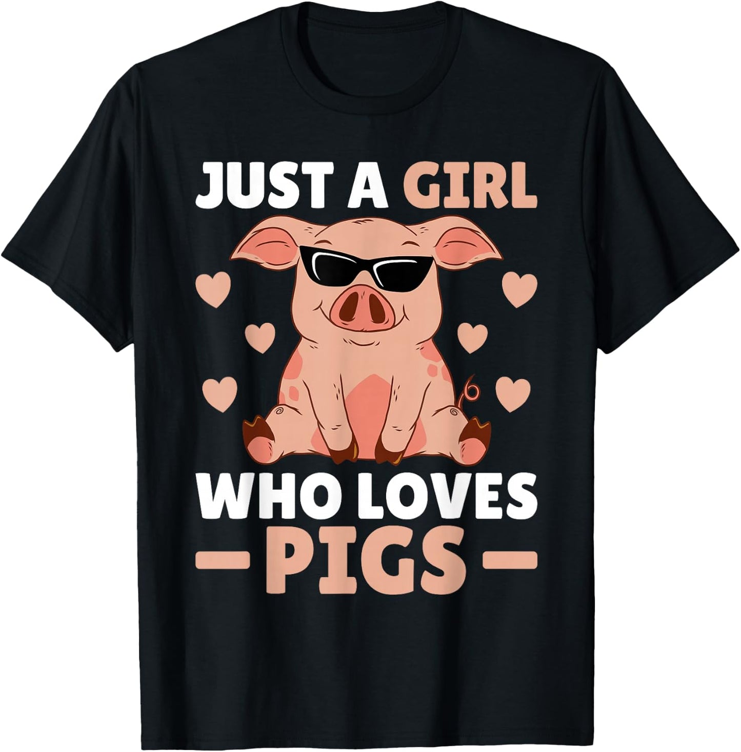 Just A Girl Who Loves Pigs Women Pig Lovers Pig Stuff Farmer T-Shirt - T-Shirt | Black