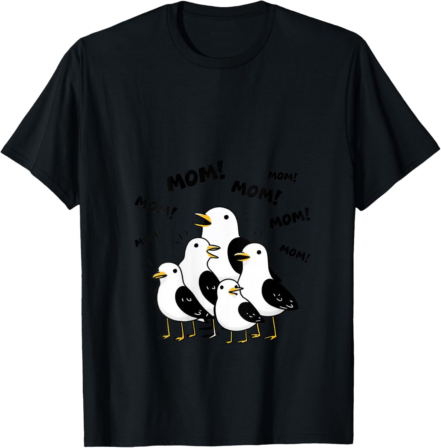 Women's Funny Mom Seagull Tired Mama Cute Mother's Day for Mom V-Neck T-Shirt - T-Shirt | Black