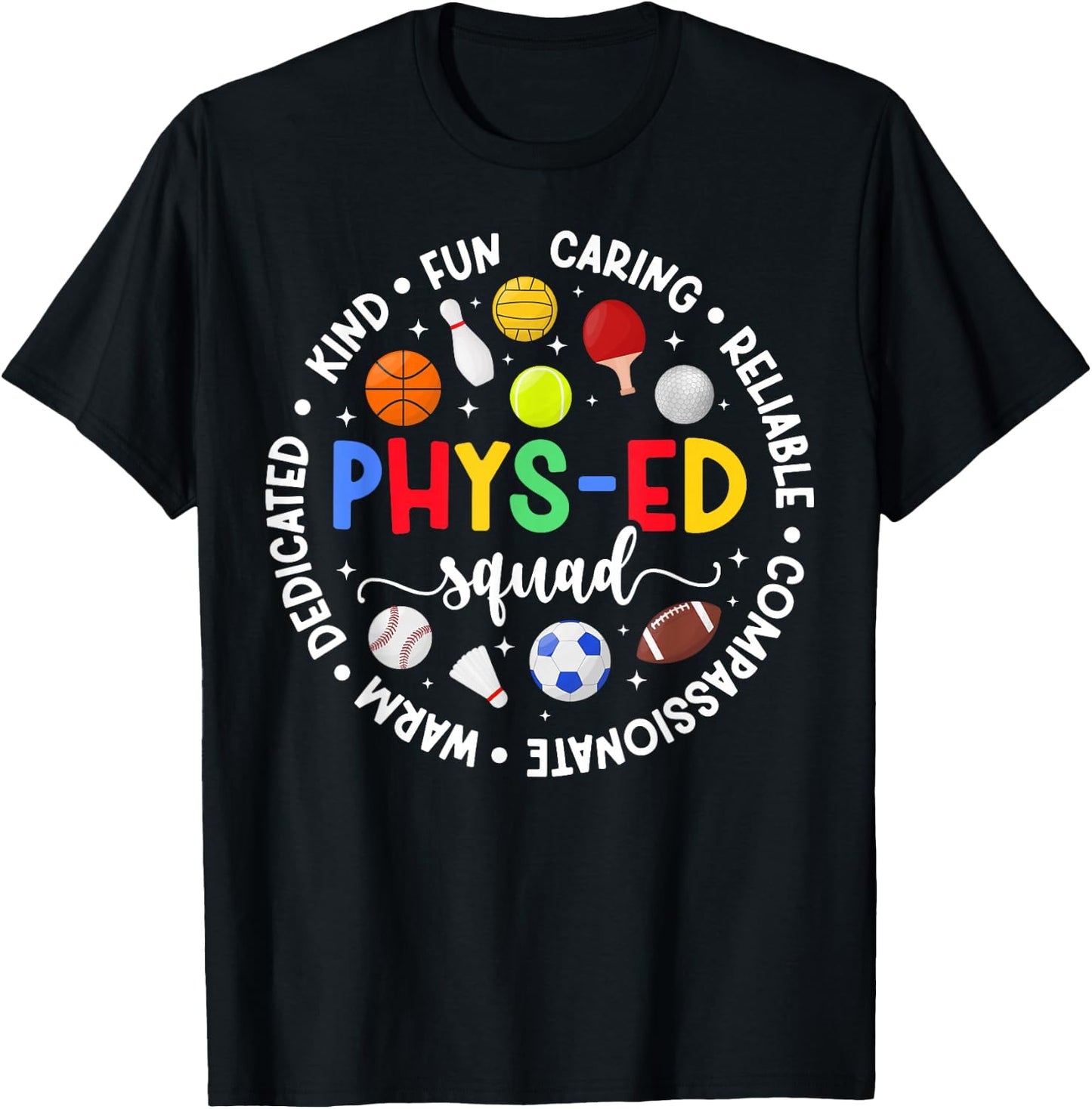 PHYS-Ed Squad Appreciation Circle PE Teacher PE Teaching T-Shirt - T-Shirt | Black